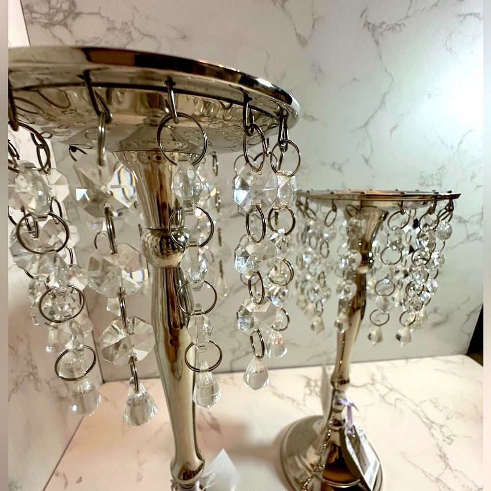 Crystal silver candleholders